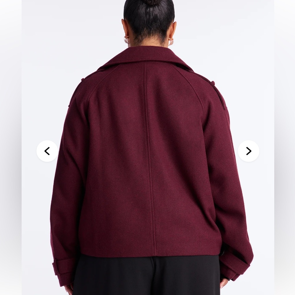 Women's Burgundy Double-Breasted Jacket - Picture 3 of 4